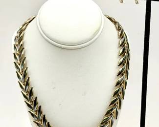 Signed Alice Vintage Clip On Earrings & Necklace