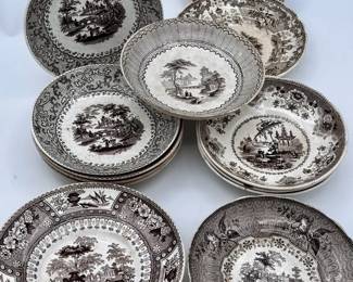 (14) Various Saucers Feat - Staffordshire Transferware