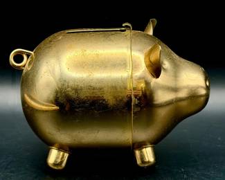 Vintage Piggy Bank with Coins