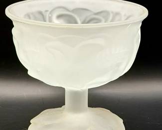 vintage Avon frosted flower pedestal glass dessert dish
