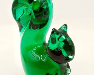 Green Art Glass Squirrel Paperweight
