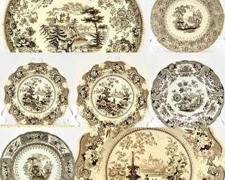 Eclectic Antique Transfer-ware Dish Lot