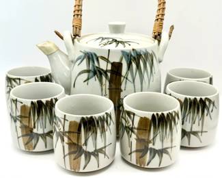 Stickered Hand Crafted Otagiri Japan Teapot & (6) Cups