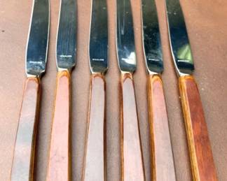 (6) Vintage Butter Knives With Wooden Handles