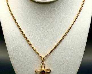 Ruby Cross Necklace