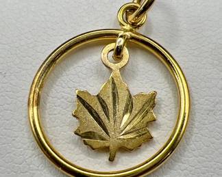 Gold Vermeil Maple Leaf Pendant over Sterling Silver