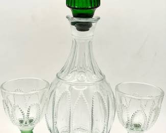 vintage Avon "Emerald Accent" decanter and glass set