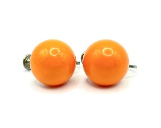 Vintage Butterscotch Bakelite Disc Screw-On Earrings