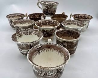 (11) Teacups - Staffordshire Transferware & Others