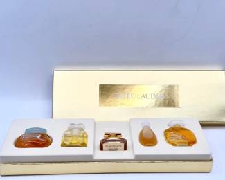 vintage Estee Lauder Parfum Collectibles limited edition 5-piece miniature fragrance set.
