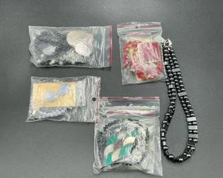 Jewelry Lot Beaded Necklaces Bracelets Black Red Mixed In Bags