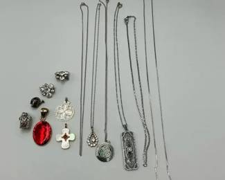 Silver Tone Necklaces with Pendants, Charms and Cross Jewelry