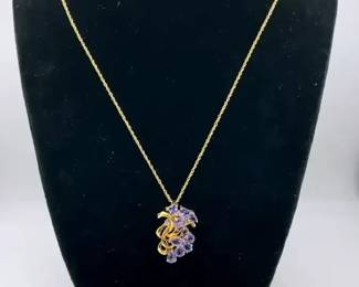 18K Gold Amythest And Diamond Necklace