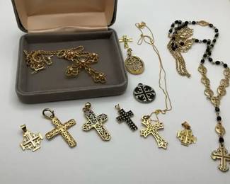 Gold Cross Necklaces And Pendants With Rosary