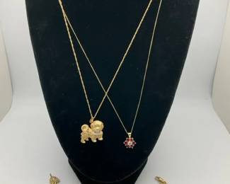 10K Gemstone Necklaces and Gold Bracelet