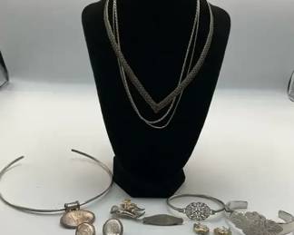 Sterling Silver Jewelry Including Necklaces, Bracelets, and Cuffs