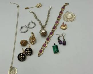 Statement Jewelry with Purple Stone Bracelet, Earrings and Pendants