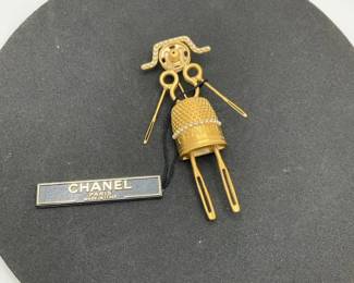 Chanel Figural Brooch  Gold Tone Doll Design  Made in Italy