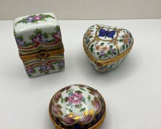 Limoges France Hand Painted Porcelain Trinket Boxes