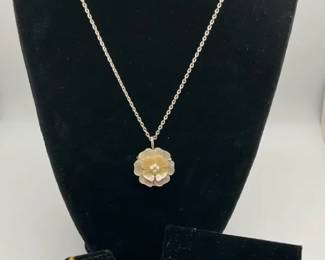 Chanel Camellia Jewelry Group  Necklace, Pendant  Clip Earring Made in France