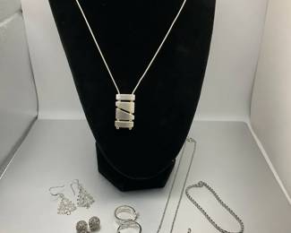 Silver Tone  925 Sterling Jewelry With Necklaces, Rings  Earrings