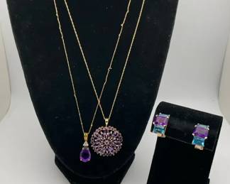 14K Gemstone Necklaces, Pins And Earrings