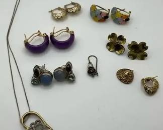 Sterling Silver 925 Jewelry Lot with Butterfly Earrings, Hoops, Pendant Necklace