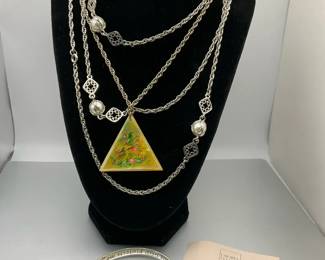 Art Pendant Necklace and Inspirational Jewelry Sterling Bracelet With Necklaces