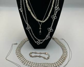 Sterling .925 Topaz And Silver Tone Necklaces And Bracelet