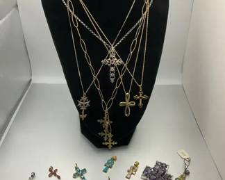 14K  Sterling Silver Cross Necklaces and Gemstone Jewelry