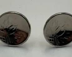Alice Brand Round Cufflinks with Engraved Butterfly Design