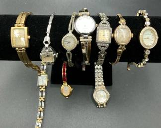 Vintage Ladies Wristwatch Collection Gold Tone  Rhinestone