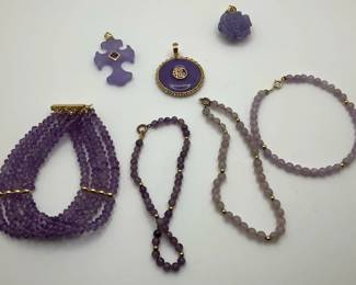 Purple Jade And 14K Bracelets And Pendants And More