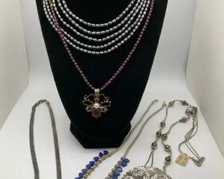 Sterling Silver 925 Necklace Karla Jordan, Multi Strand Beads, Statement Pendant and more
