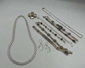 Sterling Silver 925 Italy Necklace and Bracelet Jewelry Group