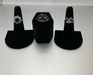 14K and Sterling Silver Gemstone Rings with Sapphire and Amethyst