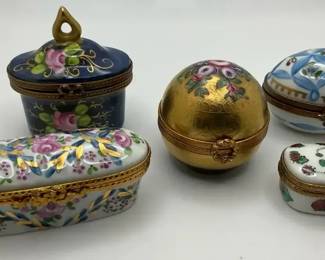 Limoges Hand Painted Trinket Porcelain Boxes