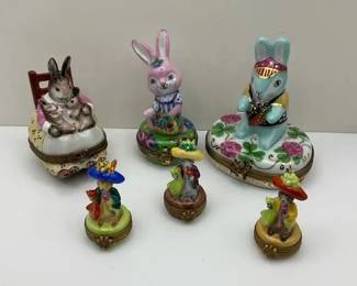 Limoges Bunny Trinket Boxes and Mini Figurine Collection