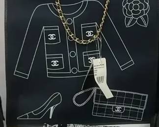 Black and White Chanel Style Tote Bag and Scarf