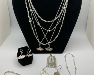 Sterling Silver Jewelry Lot .925 Necklaces, Bracelets  Earrings
