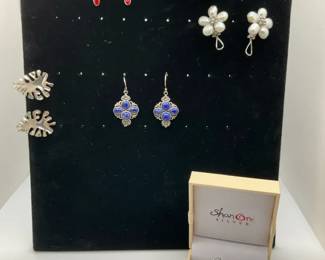 Earrings Including .925 Sterling Silver ShanOre and LapisStyle Drop Pair