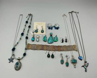 Southwestern Some .925 Jewelry With Turquoise Necklaces  Earrings