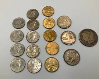U.S. Coins Including Susan B. Anthony Dollars, Sacagawea Dollars, Kennedy Half Dollar,1896 Morgan