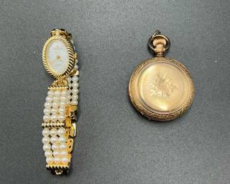 Croton Pearl Bracelet Watch  Elgin Style Vintage Pocket Watch