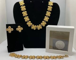 Christian Dior Necklace, Earrings And Matching Bracelet