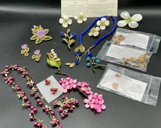 Michael Michaud Jewelry Lot Floral Designs Hydrangea Necklace Earrings