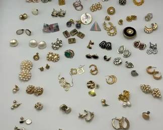 Earrings Lot Gold Tone Silver Tone Studs Hoops  Clip Styles