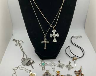 Sterling Silver 925 Cross Jewelry Collection with Necklaces and Pendants