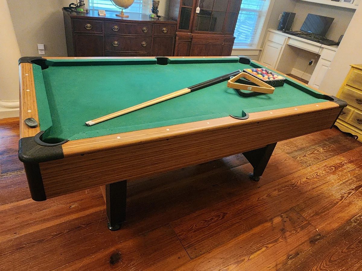 Pool table with equipment