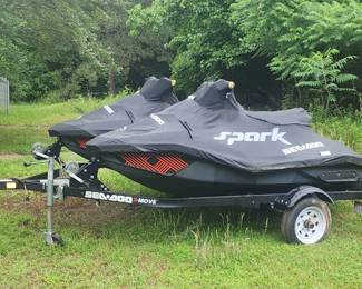 Pair of Spark Sea-doos with trailer
